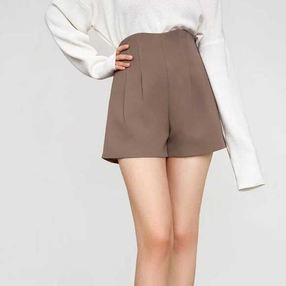 J.ING Hania Wheat High Waist Shorts - Picture 1 of 5
